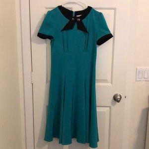 Belle Poque 1940s style teal flare dress